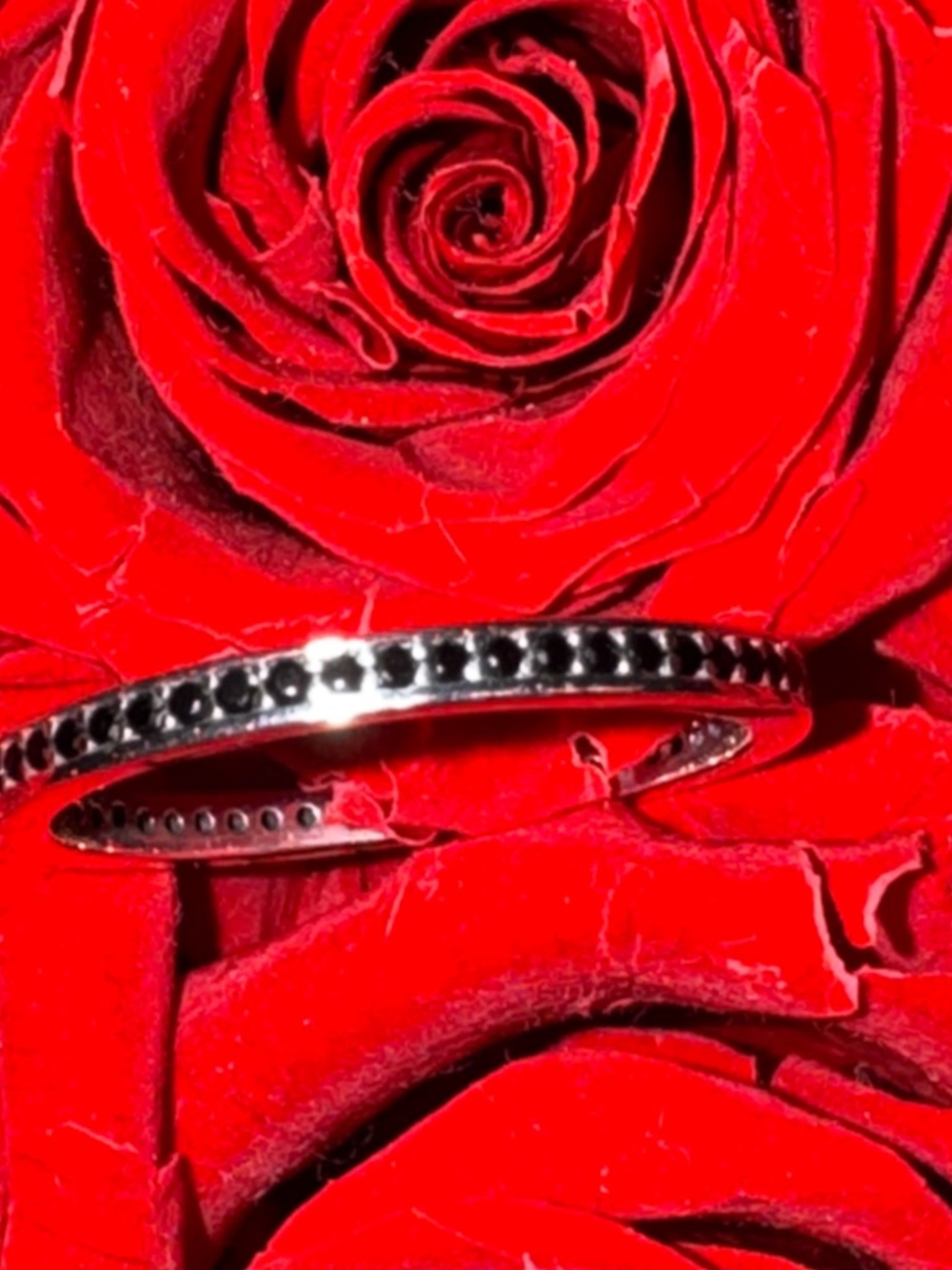 Black Moissanite Eternity Band 925 Sterling Silver Size 6 Gothic Wedding Stack